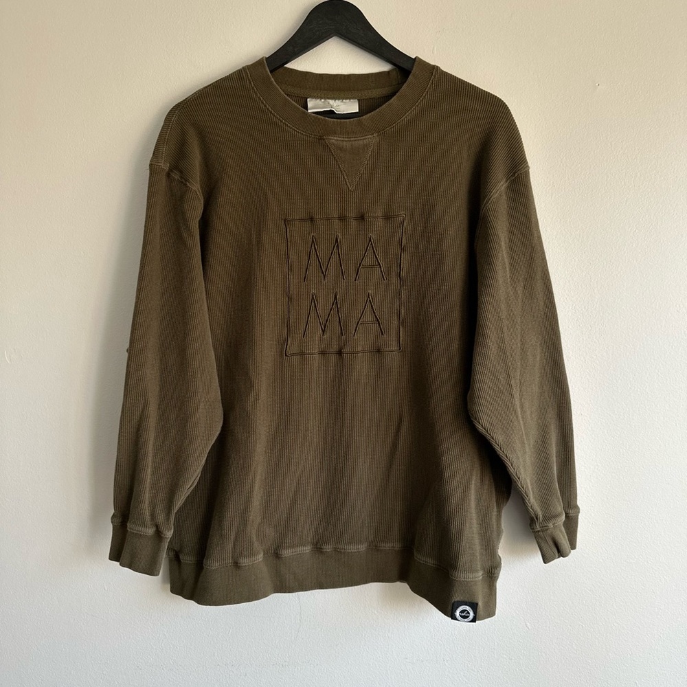 Ash co MAMA The Mama Label Olive Crewneck Sweater Organic Cotton Large‎